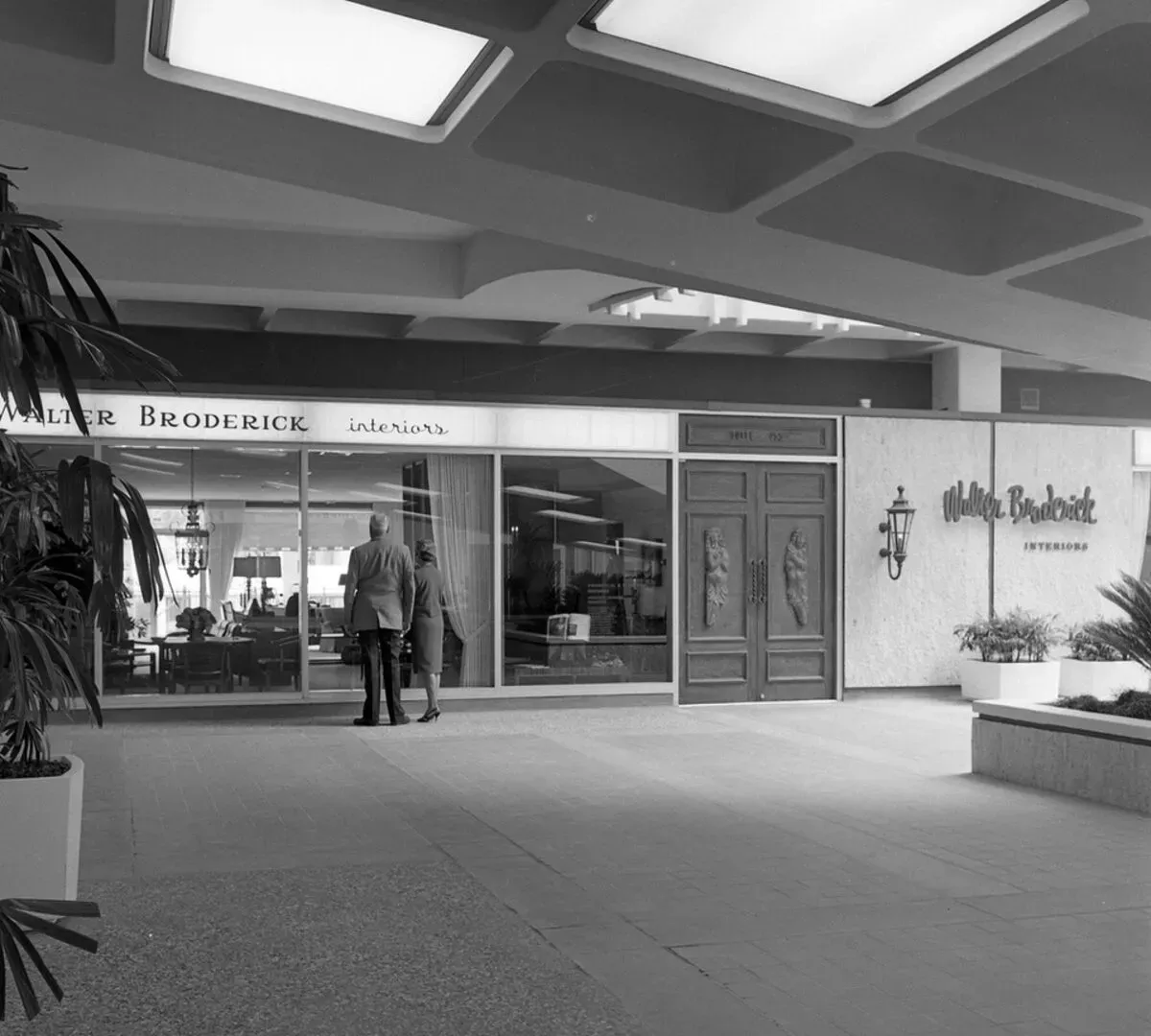 Archival photograph of the Walter Broderick Interiors storefront.